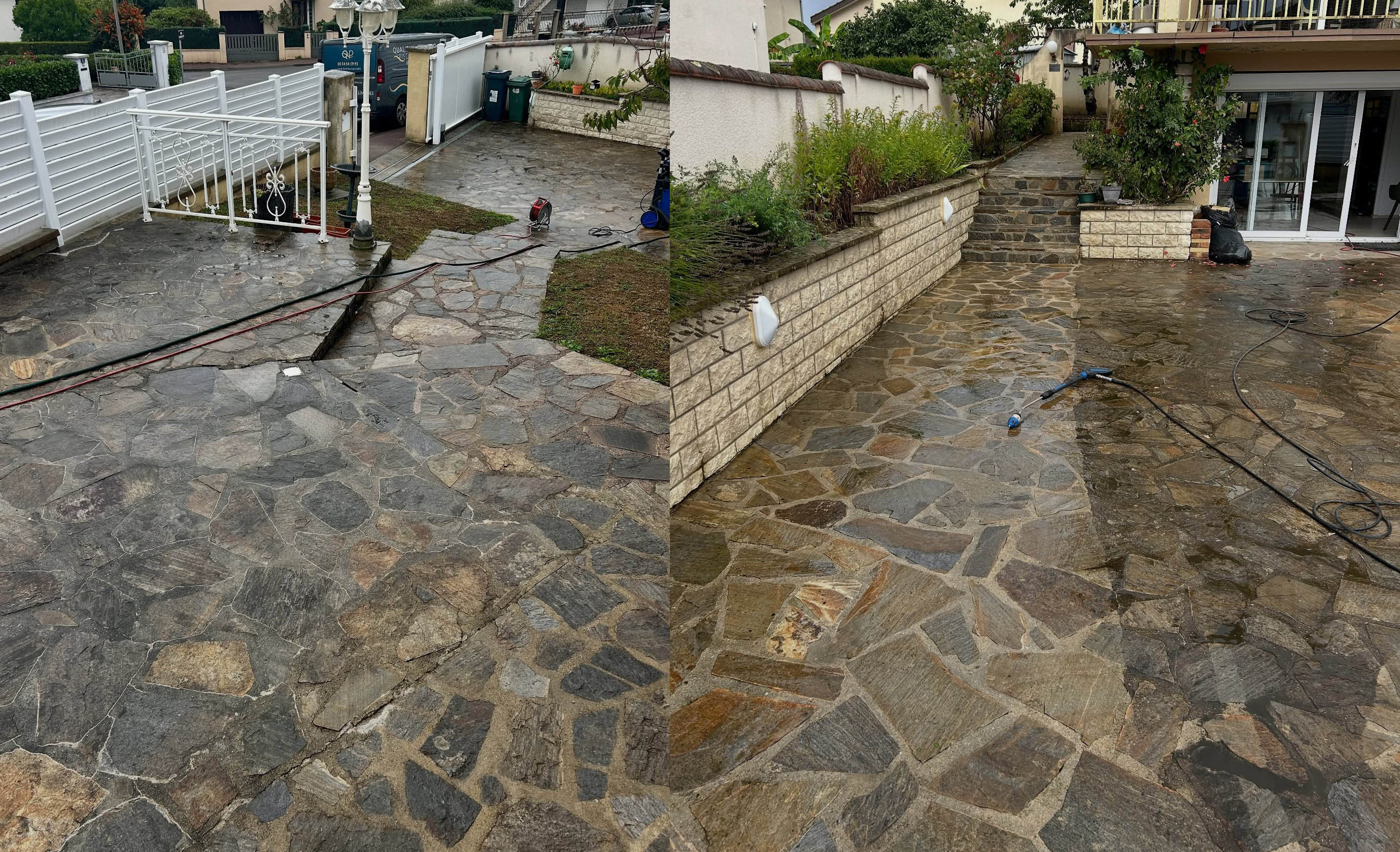 Nettoyage haute pression de dalles.