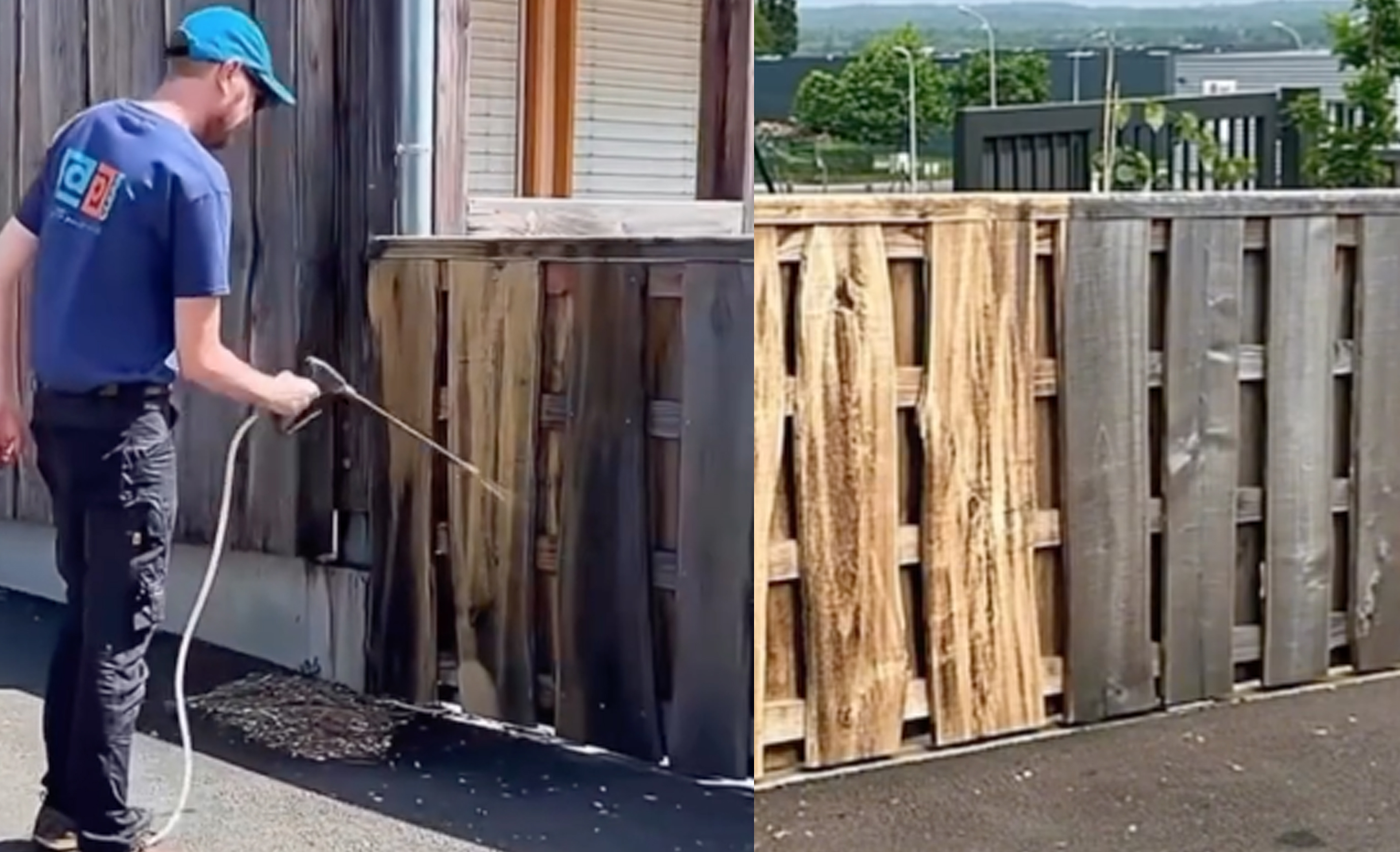 Le nettoyage haute-pression de barrières extérieures pour éliminer les traces de mousse